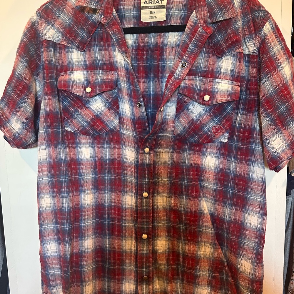 Ariat Blue and Red Plaid Retro Fit Shirt